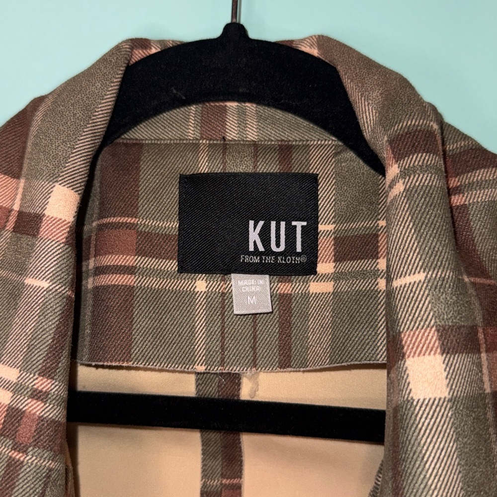 Kut from the Kloth Plaid Blazer - Olive, Brown and Tan - Picture 2 of 8